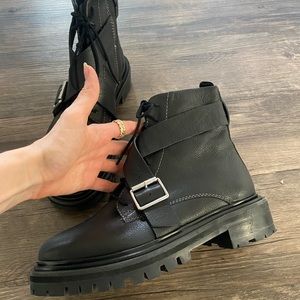 Leather combat boots